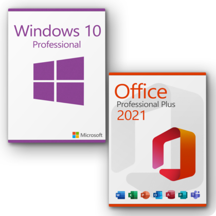 Microsoft Windows 10 Professional + Office 2021 Professional Plus License for 3 PCs